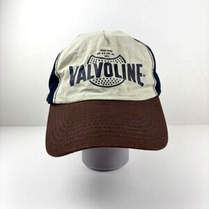 Valvoline Logo Baseball Cap Adjustable Strap Brown Khaki Navy‎ Blue Distressed